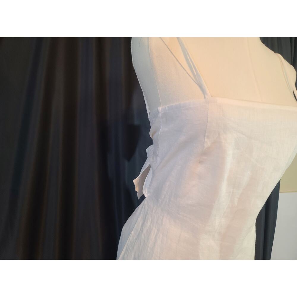 MIKOH Pakala White Linen Mini Dress Back Self Tie Bow 2 US Medium - Picture 6 of 11